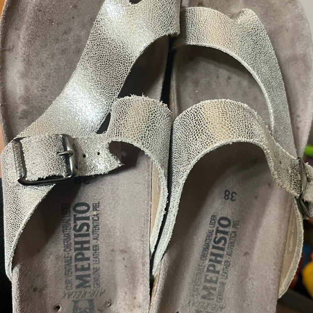 Mephisto Gold Beige Leather Sandals Size 38 - Picture 6 of 7